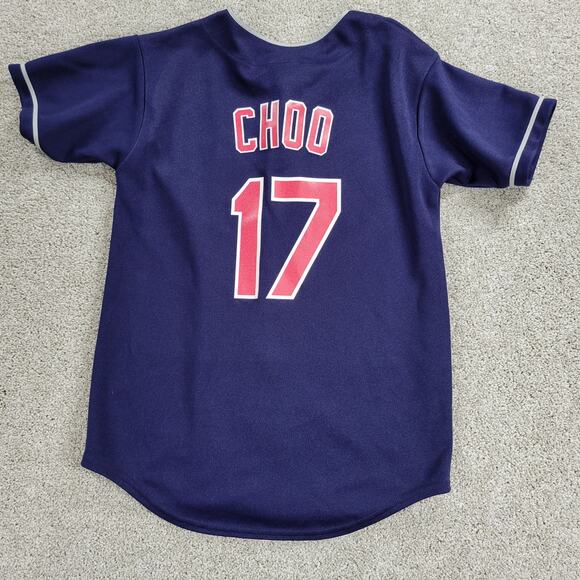 Youth Cleveland Indians Choo Jersey Medium Blue Button Down Majestic Baseball - Picture 11 of 14